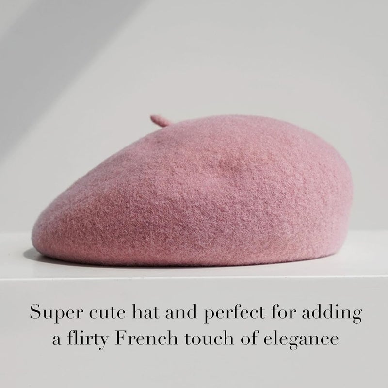 Sumolux Women Beret Hat Wool Vintage French Solid Color Classic Winter Cap - Image 2